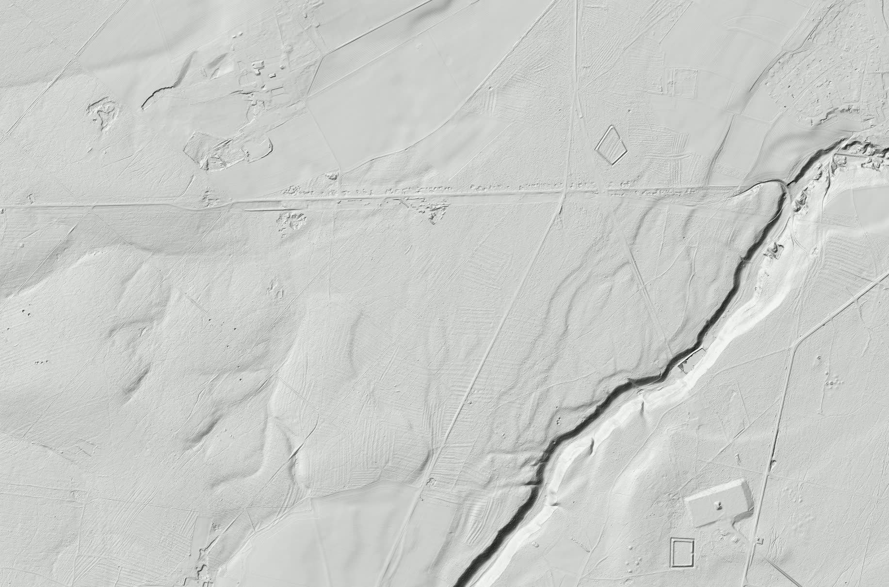 Laserscan-Relief des Gleißentals: die eiszeitliche Schmelzwasserrinne südlich von München